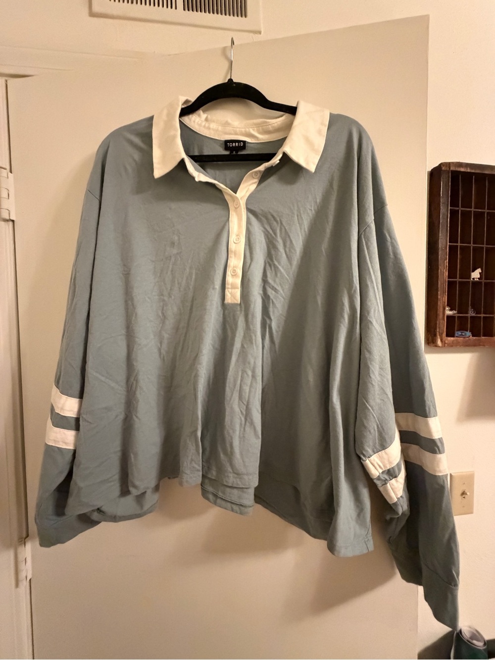 Torrid Blue Polo crop Pullover with White Trim - Picture 2 of 4